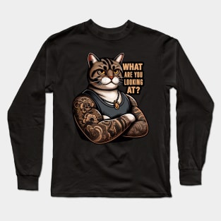 What Are You Looking At meme Tabby Cat Long Sleeve T-Shirt